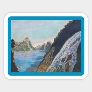Bowen Falls in Milford Sound, New Zealand Sticker